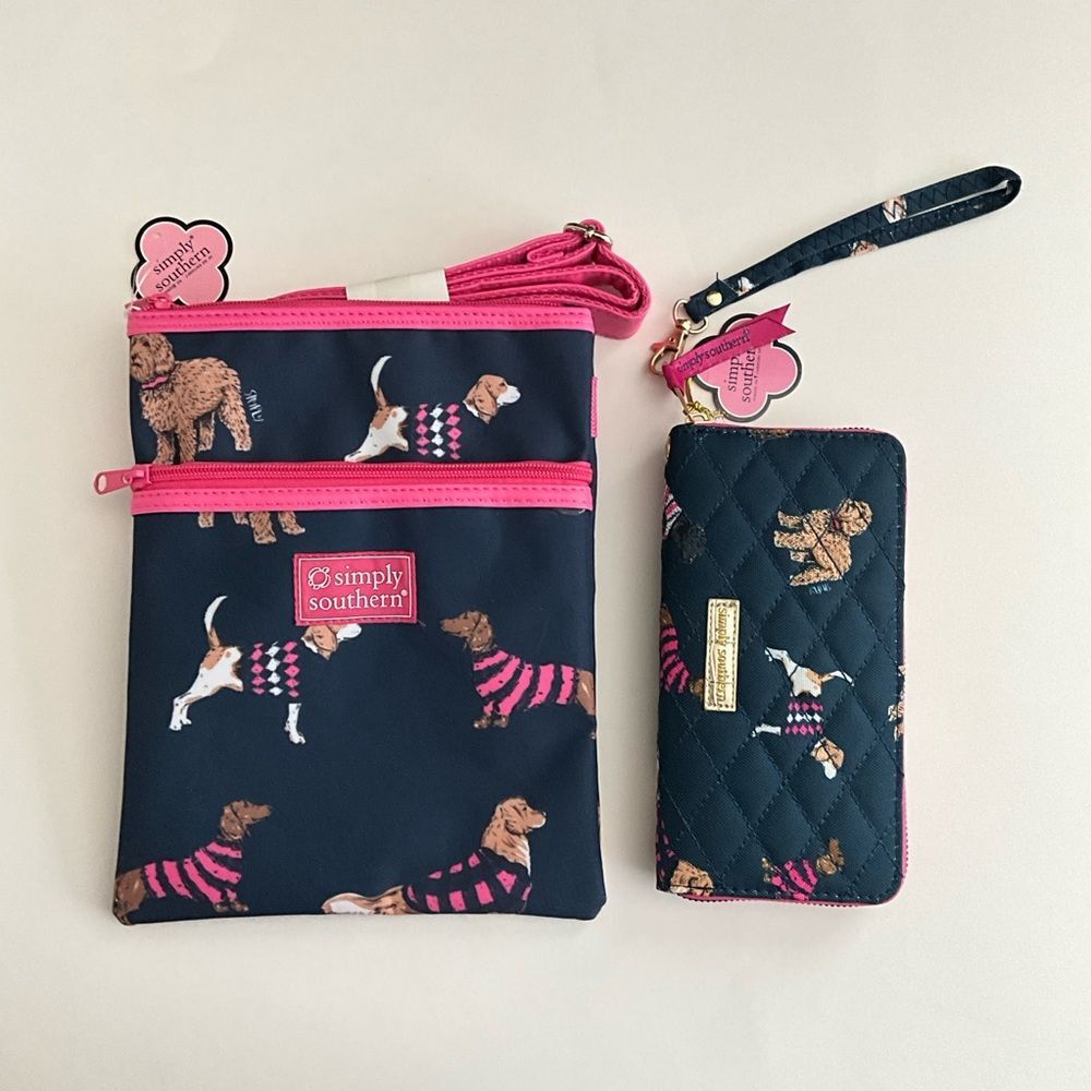 Simply Southern Dog Crossbody & Zip Around Wallet Navy and Pink - Picture 11 of 11